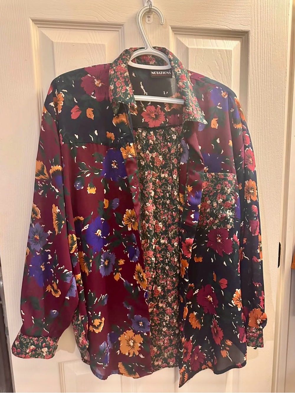 Notations Multicolor Floral Patchwork Blouse